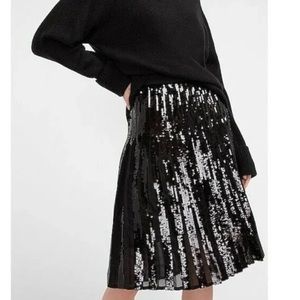 EXPRESS Black Pleated Sequined Skirt Size XS